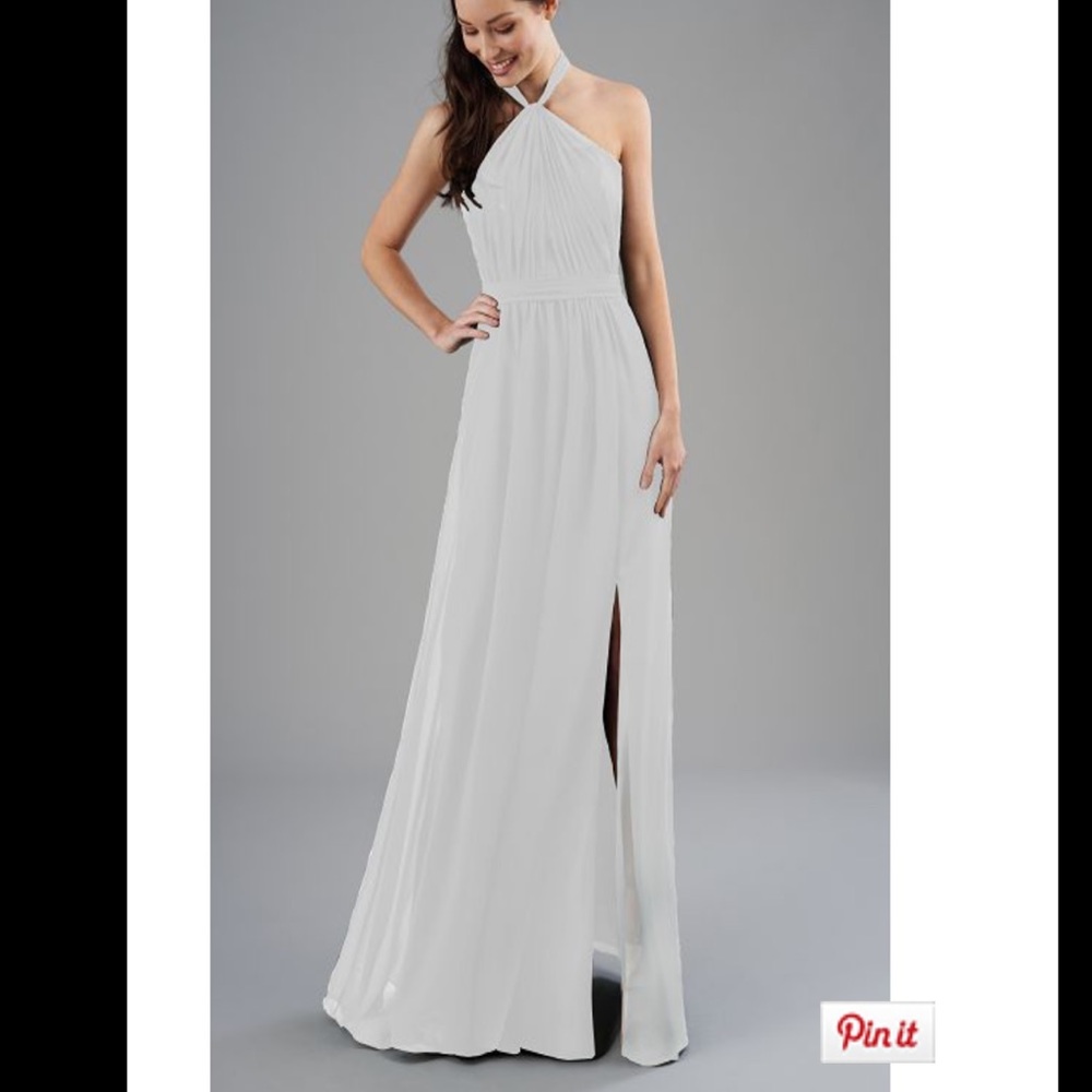 Halter Neckline Poly Chiffon Long Bridesmaid Dress